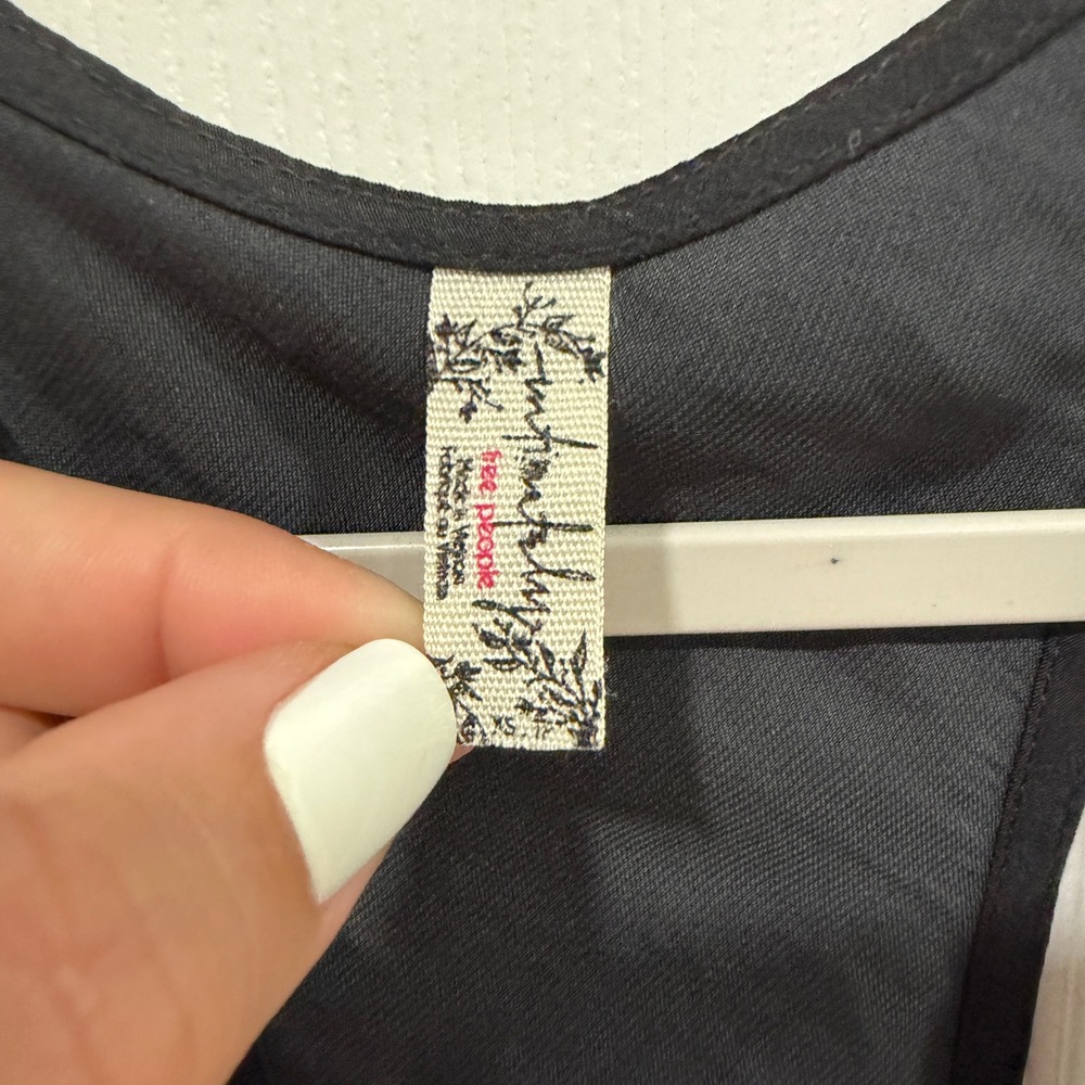 Free People Intimately Black Ruched Drawstring Racerback Tank Top XS - Picture 5 of 11